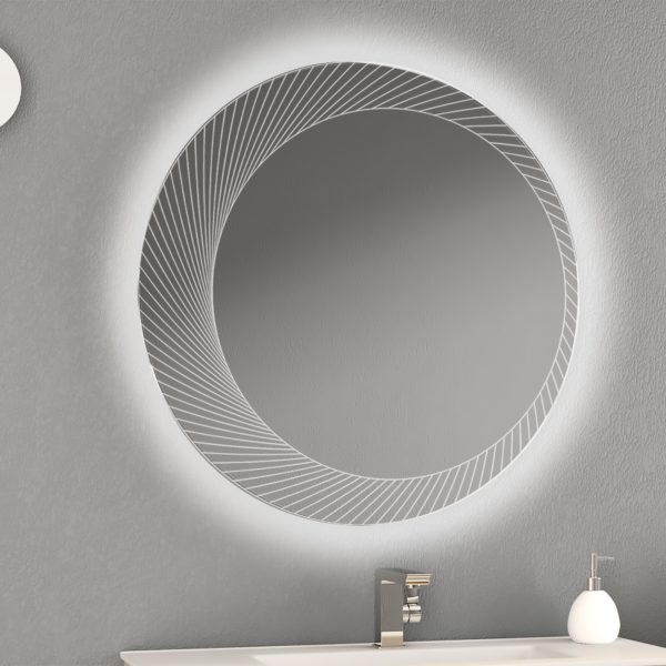Oglinzi baie, oglinzi cosmetice si corpuri de iluminat - Oglinda rotunda cu iluminare LED BadenHaus, 80 cm, laguna.ro