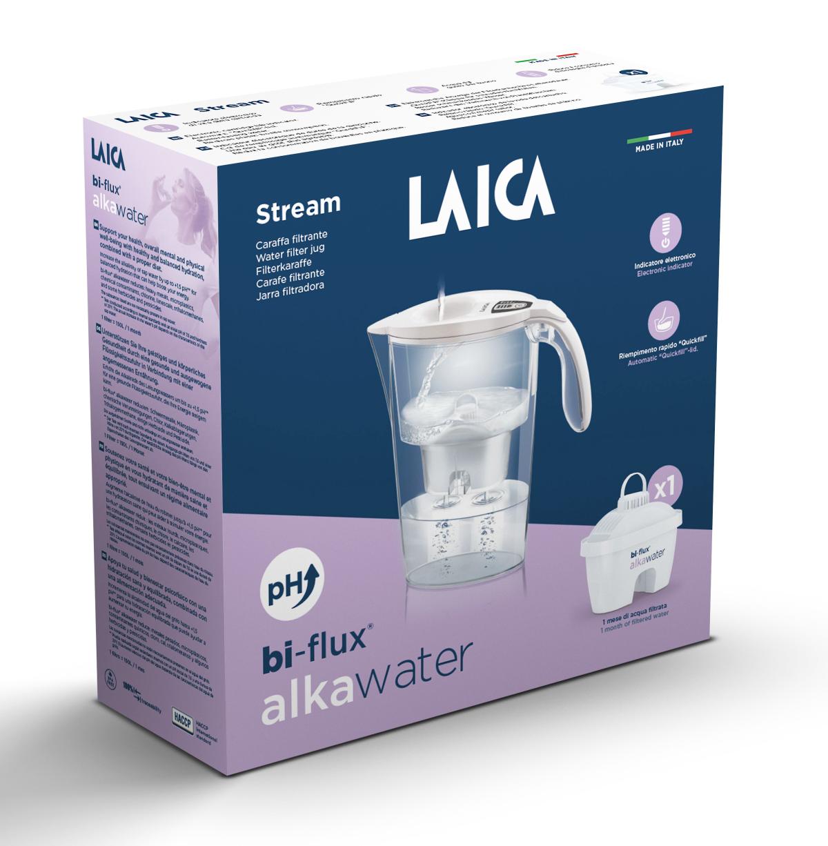 Cana filtranta de apa Laica Alka, 2.3 litri, Alb, pentru apa alcalina
