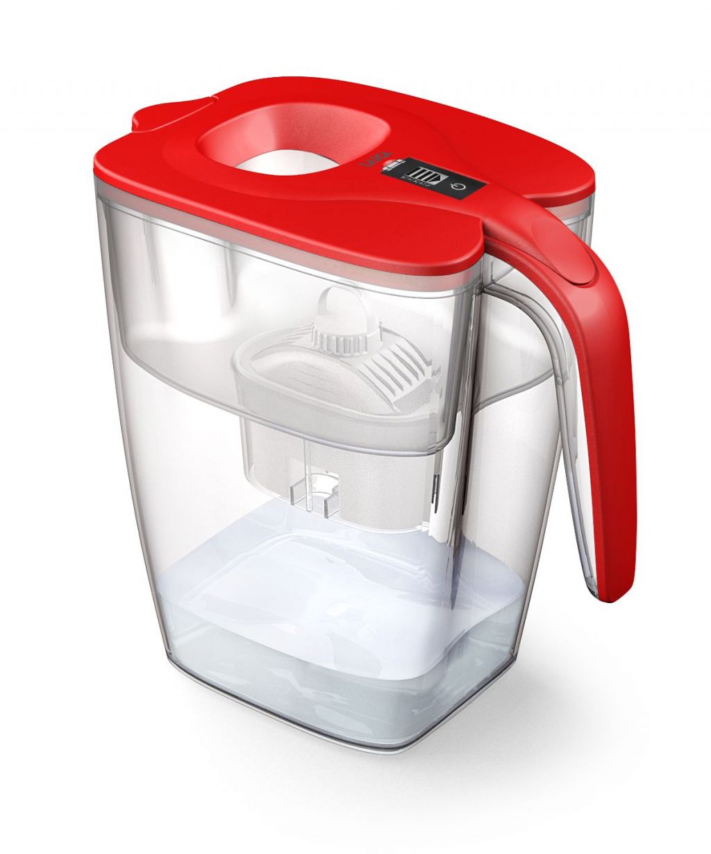 Cana filtranta de apa Laica BIG Milano Rosu, 3.7 litri, indicator electronic