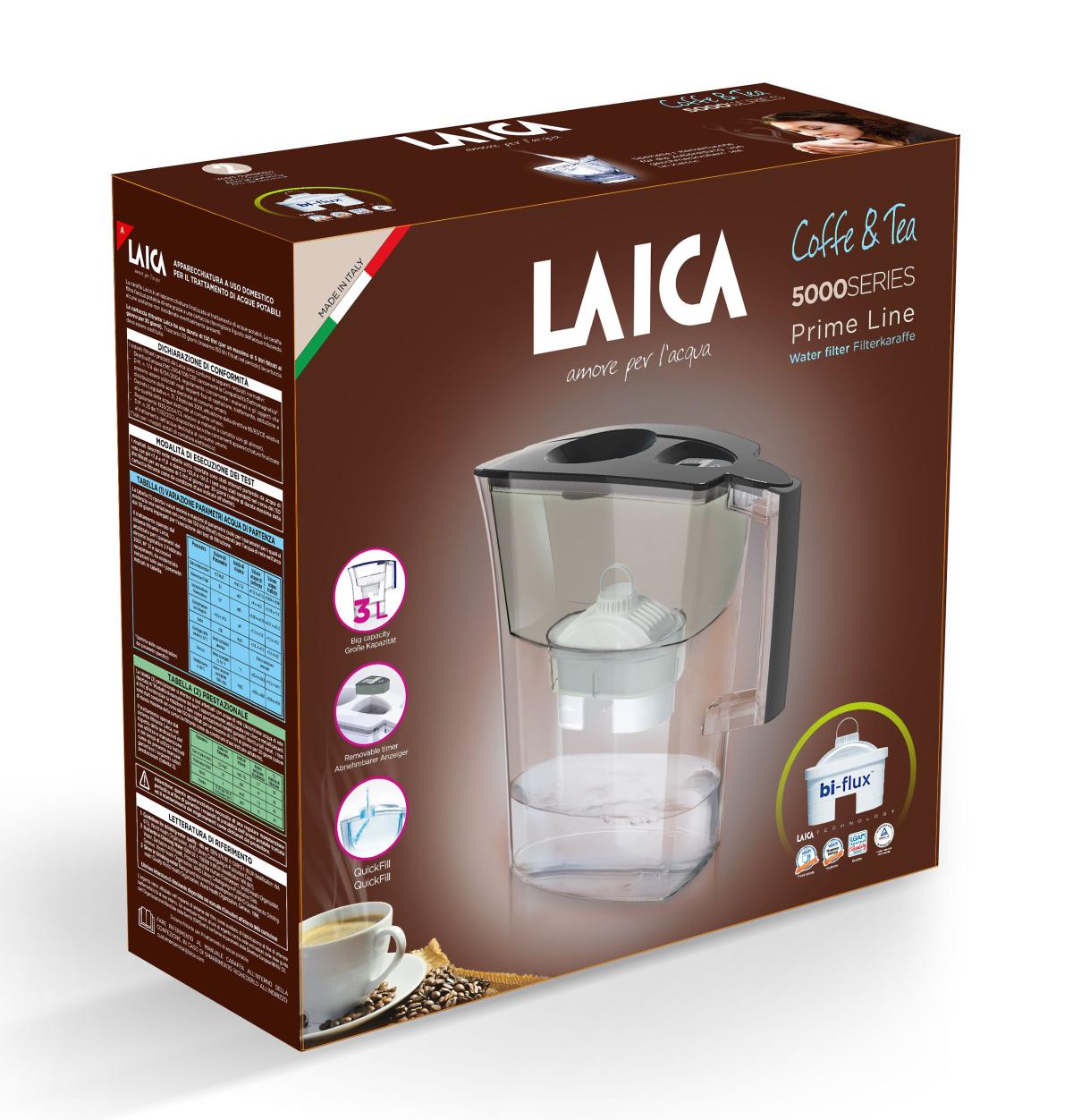 Cana filtranta de apa Laica Prime Line, formula speciala Tea & Coffee, 3 litri, [2],laicashop.ro