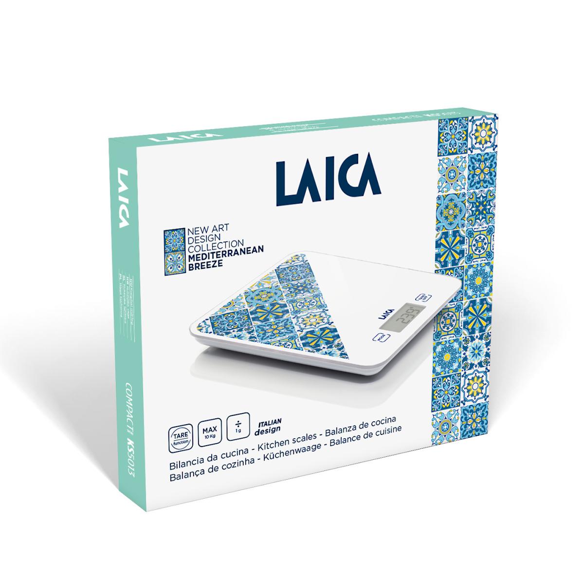 Cantar electronic de bucatarie Laica KS5013, 10 kg, albastru, design mediteraneean, [2],laicashop.ro