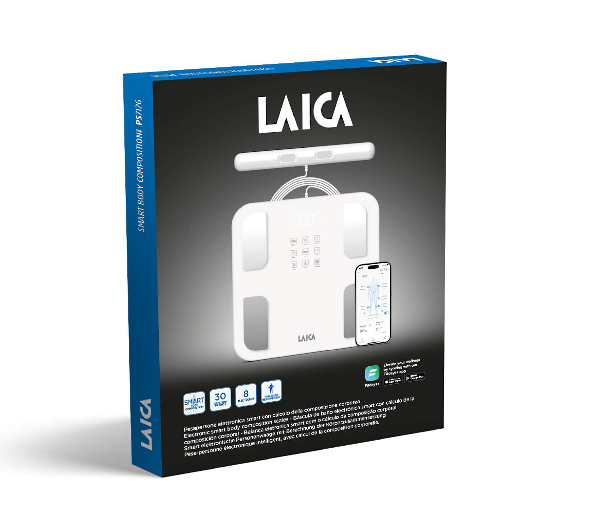 Cântar Smart compoziție corporală Body Composition Laica PS7126, 180 kg, 30 parametri, [2],laicashop.ro