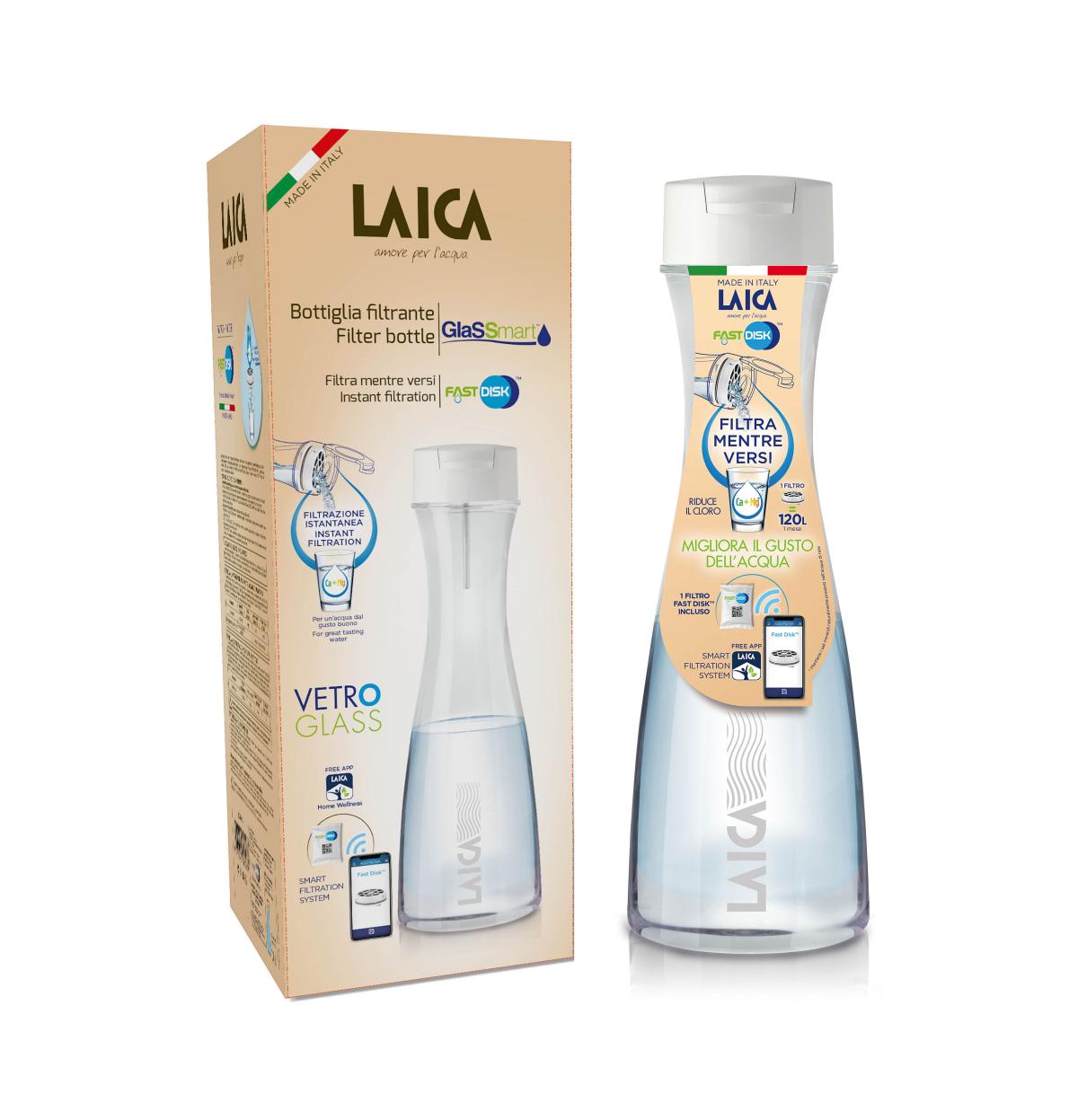 Carafa filtranta de apa Laica GlaSSmart, din sticla, 1.1 litri, Mov, [6],laicashop.ro