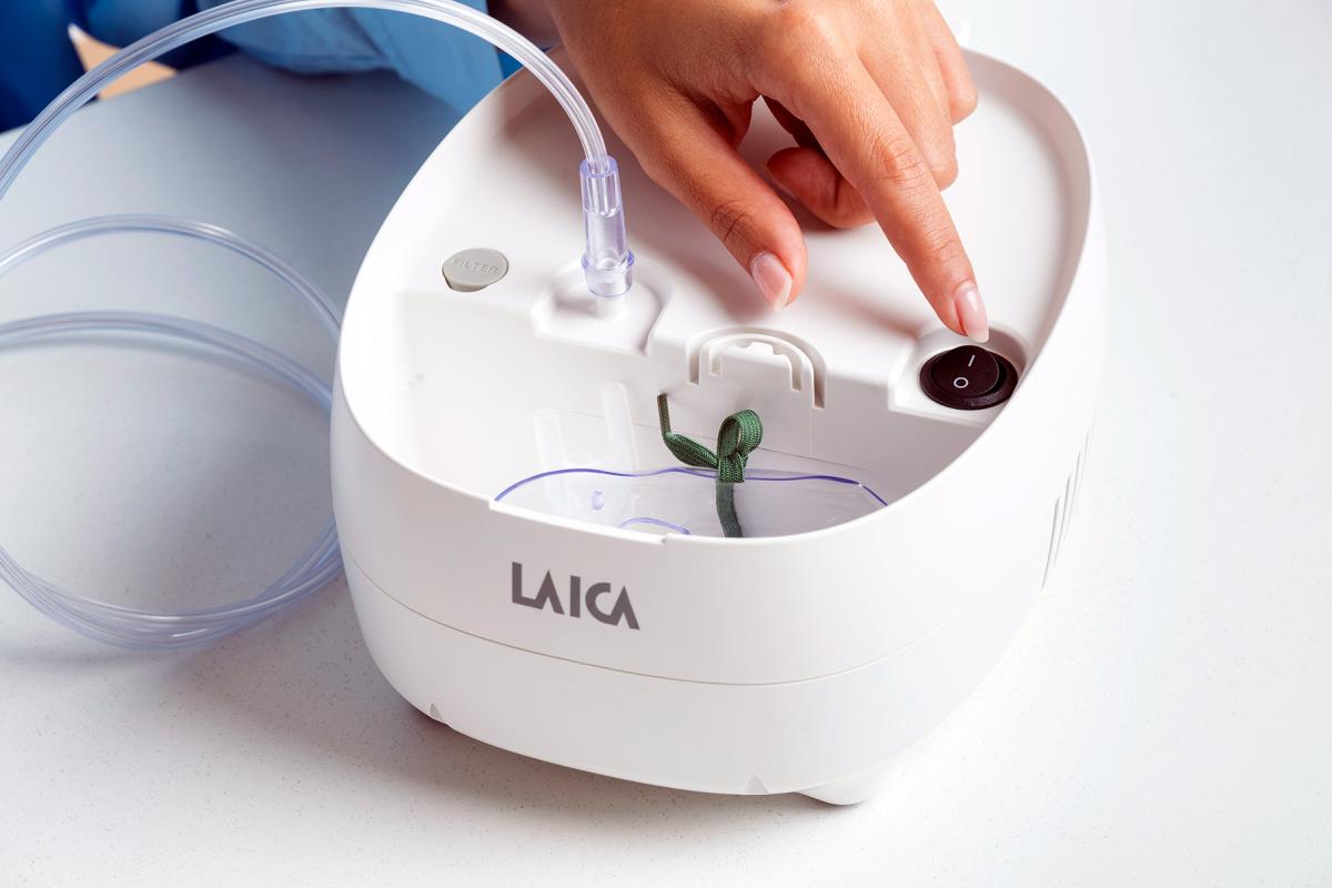 NOU: Aparat de aerosoli Laica NE2015, compartiment accesorii, cu piston, copii si adulti, [5],laicashop.ro