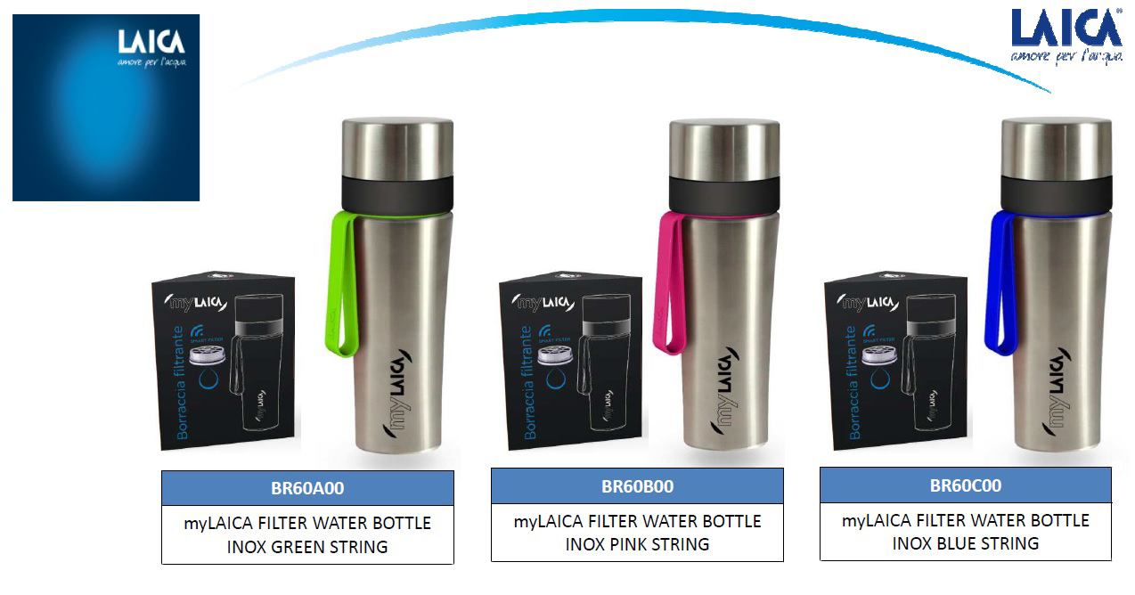NOU: Sticlă filtrantă Sport myLaica, Inox, 0,55 litri, portabilă, Roz, [2],laicashop.ro