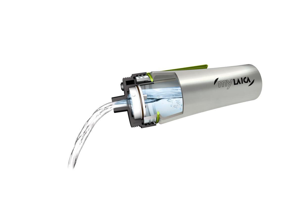 Sticlă filtrantă Sport myLaica, Inox, 0,55 litri, portabilă, Verde, [6],laicashop.ro