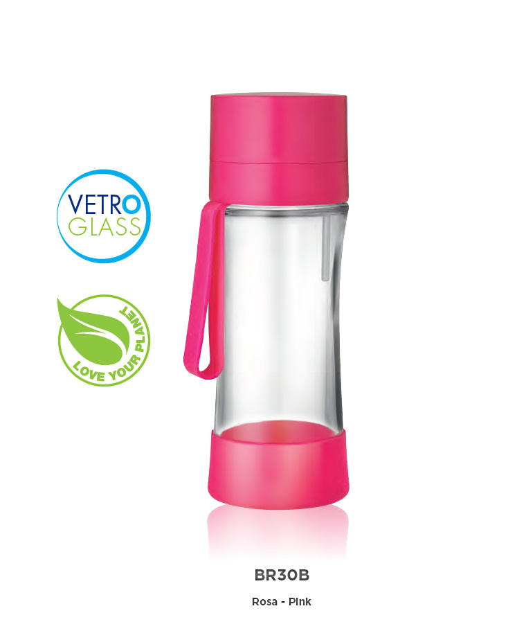 Sticlă filtrantă Sport myLaica, Sticlă, 0,50 litri, portabilă, Roz, [3],laicashop.ro