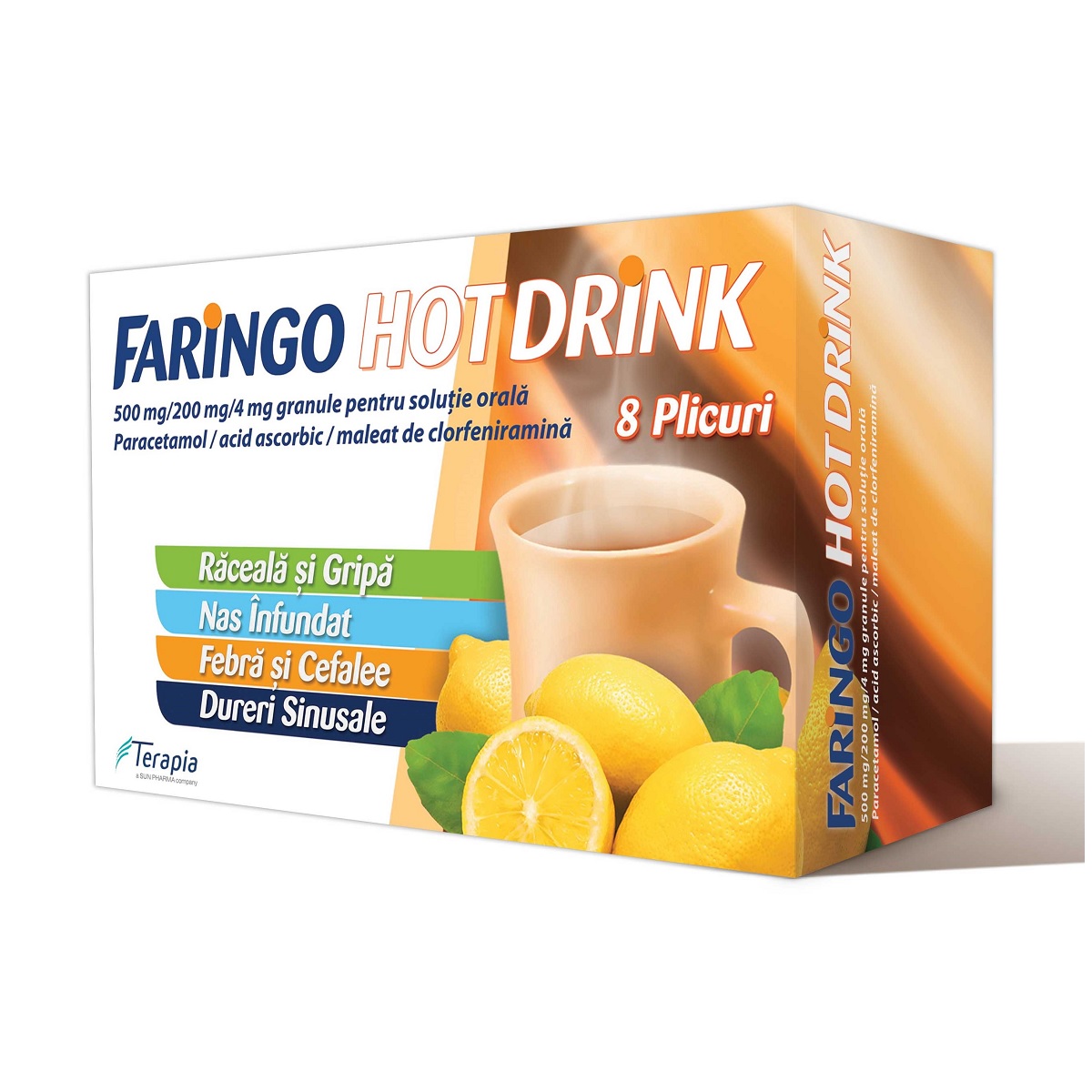 FARINGO HOT DRINK 500 mg/200 mg/4 mg x 8