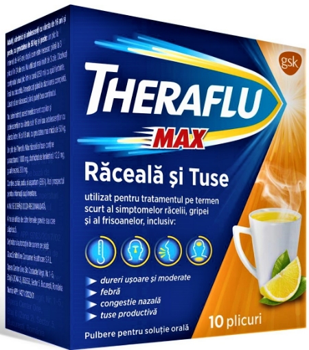 THERAFLU MAX RACEALA SI TUSE 1000 mg/12,2 mg/200 mg x 10