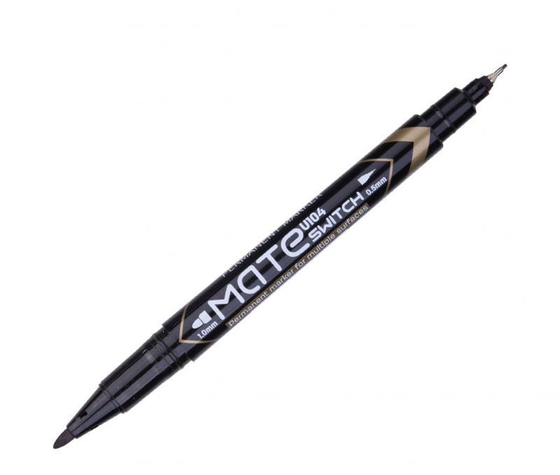 Markere permanente DELI | MARKER CD 2 CAPETE 0.5/1MM NEGRU D