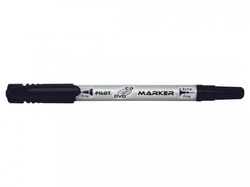 Markere permanente PILOT | MARKER CD 2 CAPETE NEGRU TWIN PIL