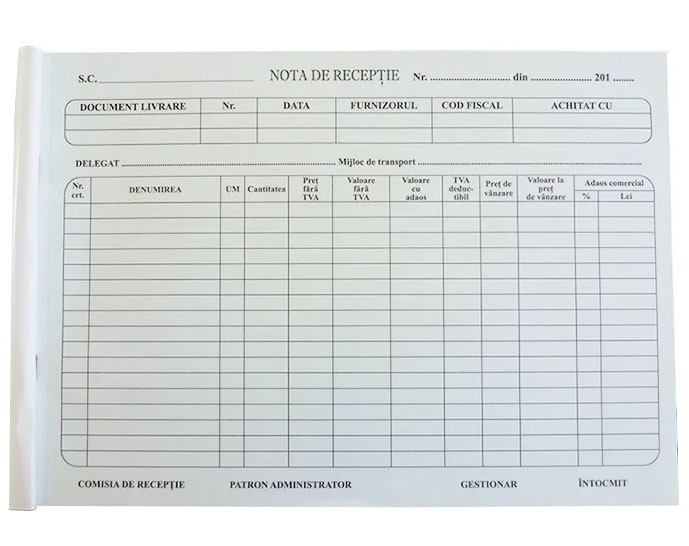 Formulare tipizate NB_HRT | NOTA RECEPTIE MODEL VECHI AUTOCO...