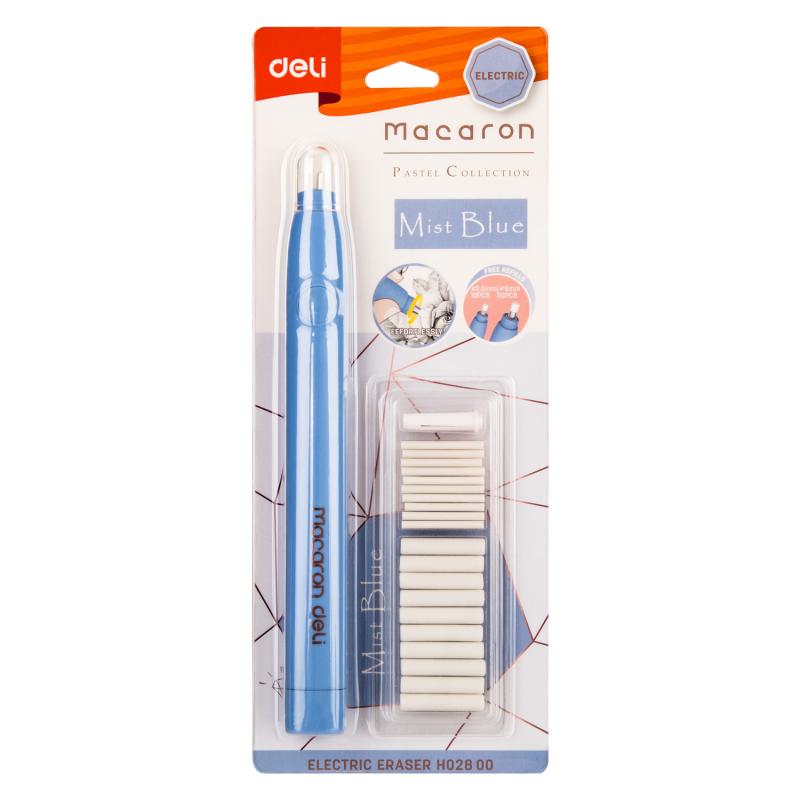 Radiere creion DELI | RADIERA ELECTRICA + 20 REZERVE MACARON
