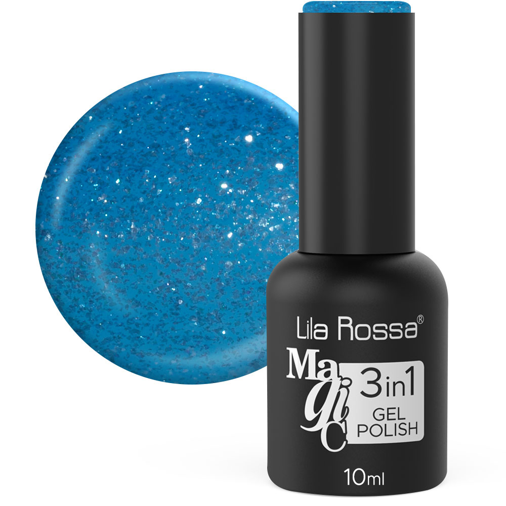 Oja Semipermanenta Lila Rossa Magic 3in1 064 Crystal Blue Sclipici 10 Ml imagine produs