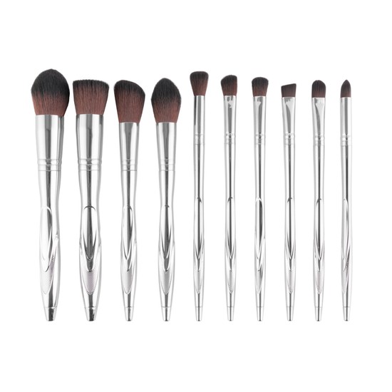 Set pensule makeup, Lila Rossa, cu maner argintiu, 10 buc Lila Rossa imagine noua 2022