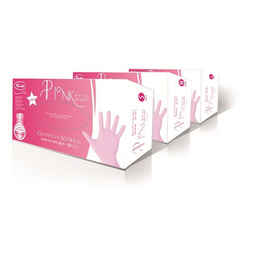Roial Manusi Nitril Pink 100pcs - L - Powder Free poza