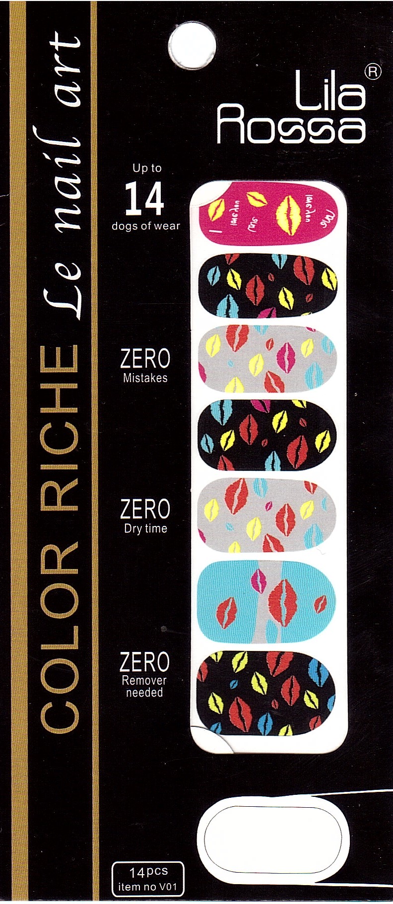 Sticker pentru unghii nail art, Lila Rossa, 14 in 1, nr 23