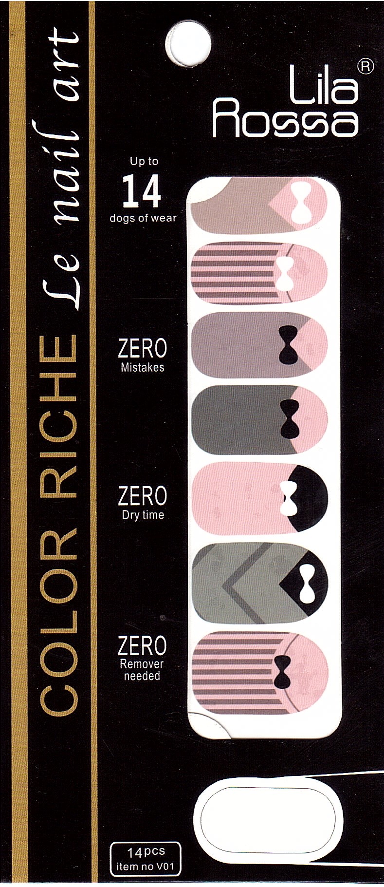 Sticker pentru unghii nail art, Lila Rossa, 14 in 1, nr 26