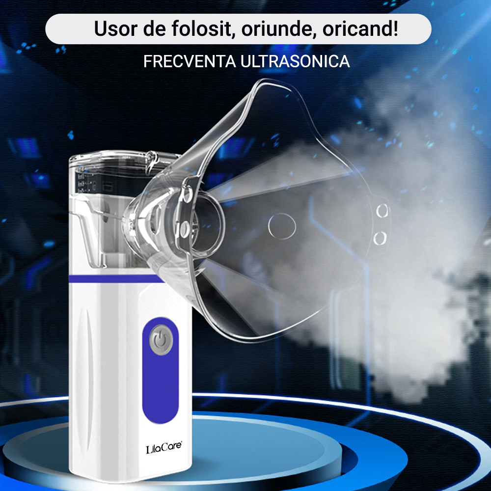 Aparat aerosoli, nebulizator portabil cu baterii, Lila Care, silentios, masca adulti si copii , [9],https:lilarossa.ro