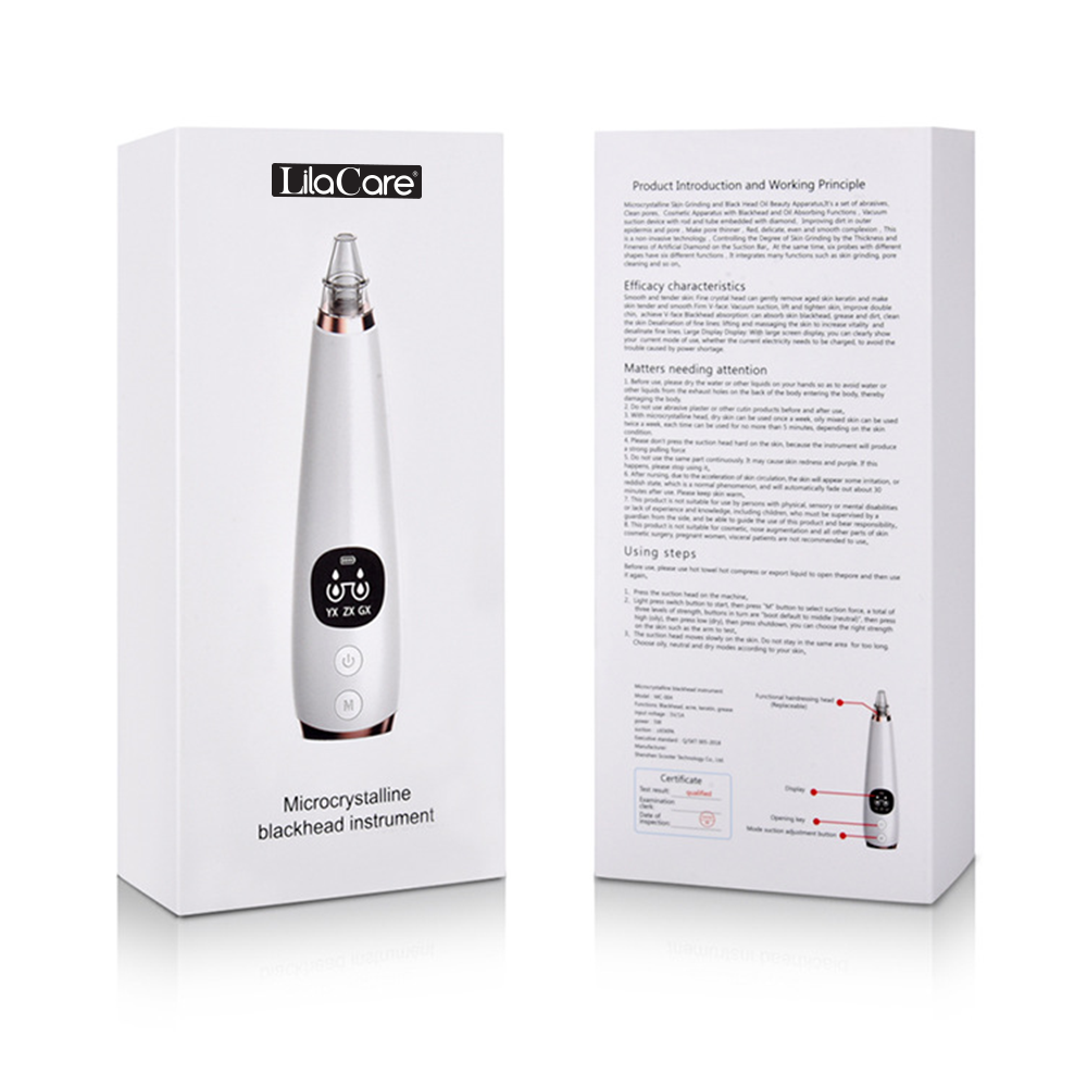 Aspirator facial Lila Care, ingrijire ten, indepartarea punctelor negre, minimizarea porilor, putere de aspirare mare, 6 capete inlocuibile, 7 nivele de rezistenta, portabil, alb, [9],https:lilarossa.ro