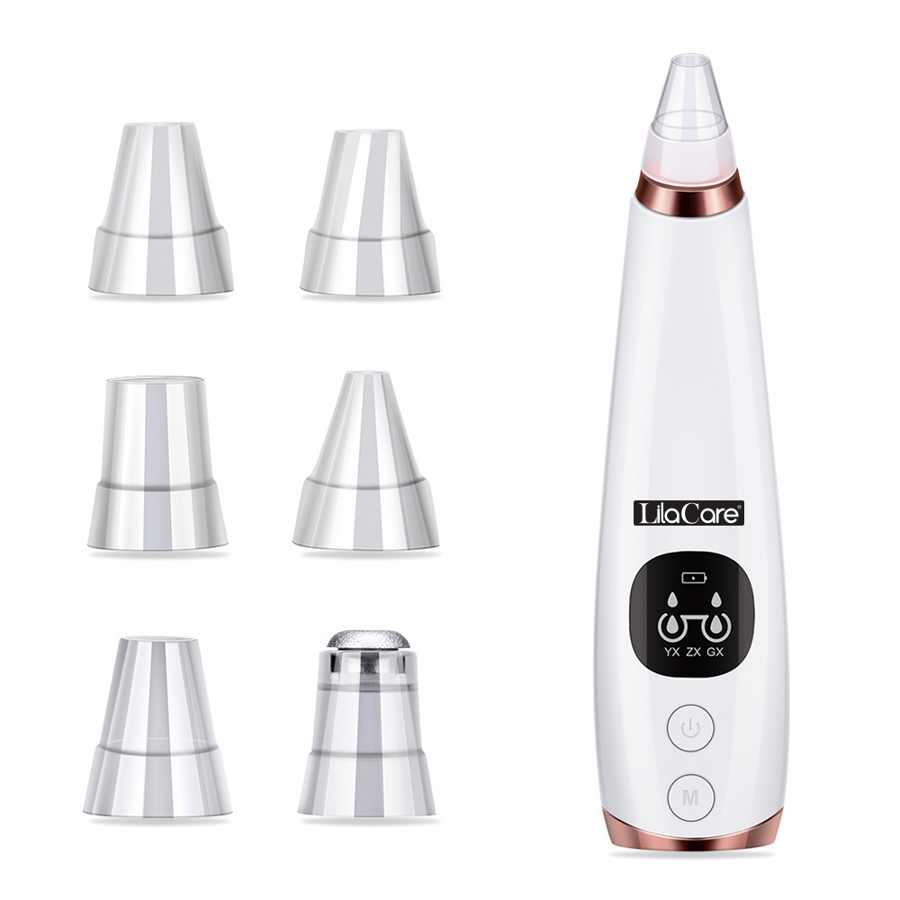 Aspirator facial Lila Care, ingrijire ten, indepartarea punctelor negre, minimizarea porilor, putere de aspirare mare, 6 capete inlocuibile, 7 nivele de rezistenta, portabil, alb, [2],https:lilarossa.ro