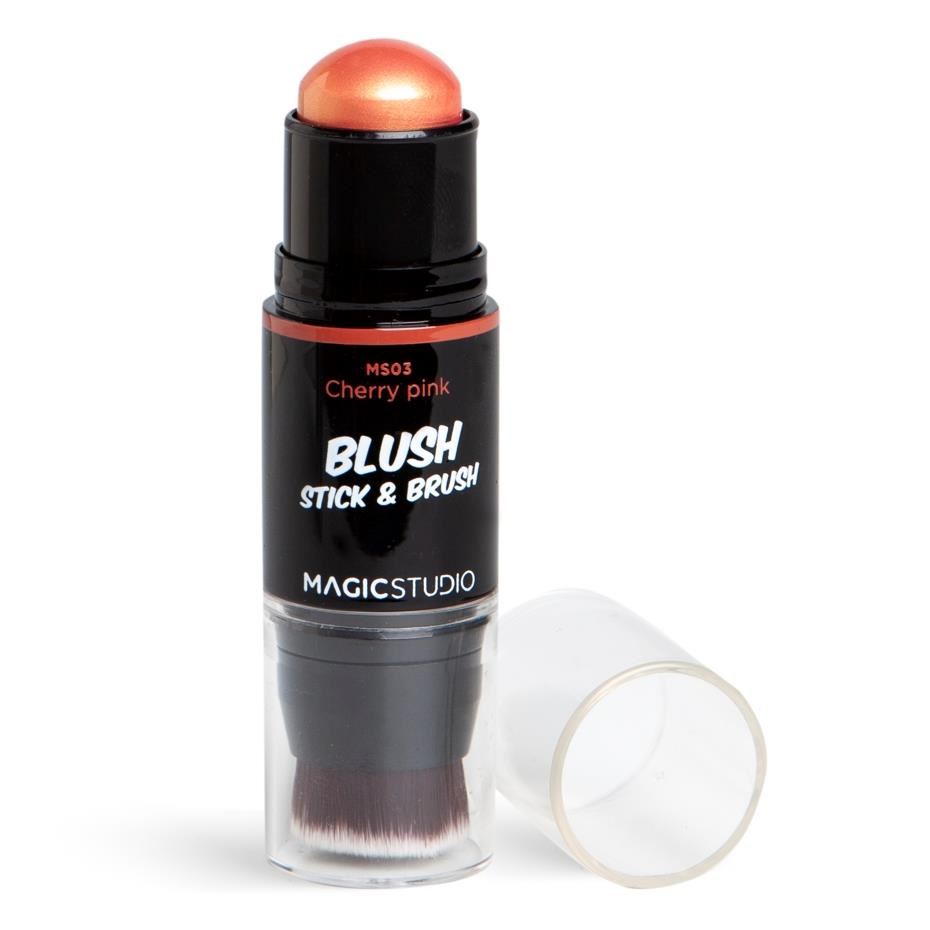 Blush cu pensula Magic Studio Shaky Blush Stick & Brush, cherry pink lila-rossa.ro imagine noua 2022