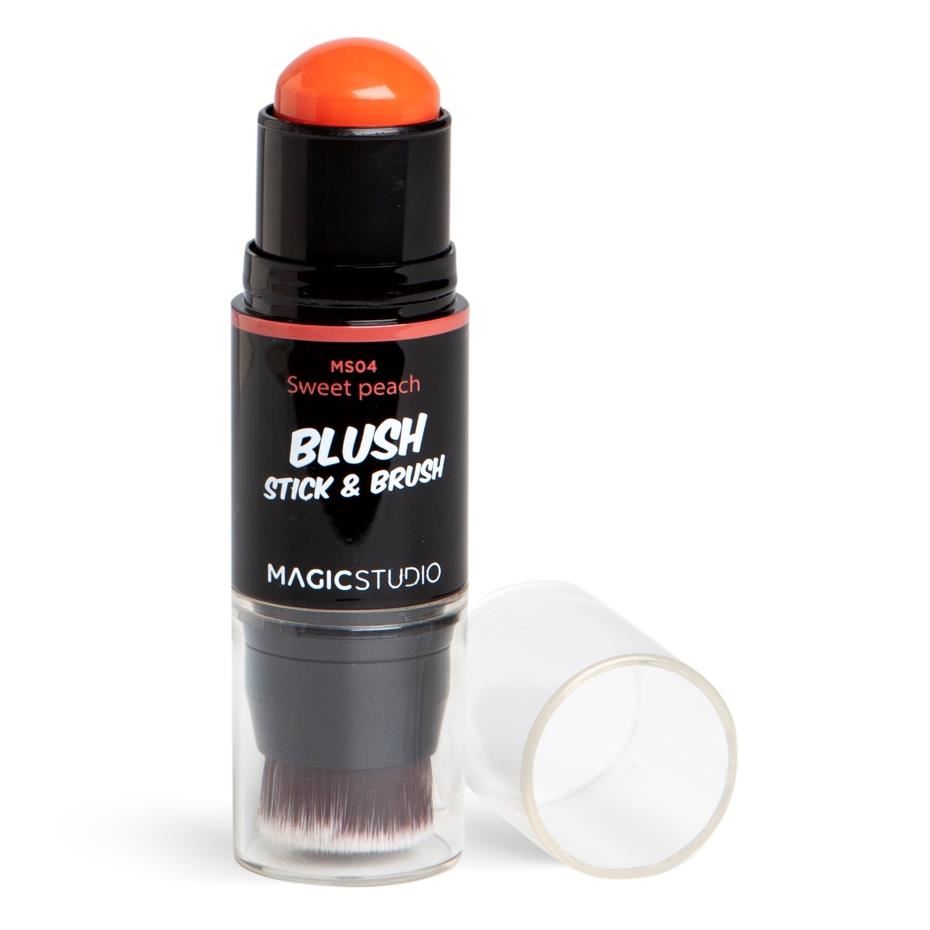 Blush cu pensula Magic Studio Shaky Blush Stick & Brush, sweet peach lila-rossa.ro imagine noua 2022