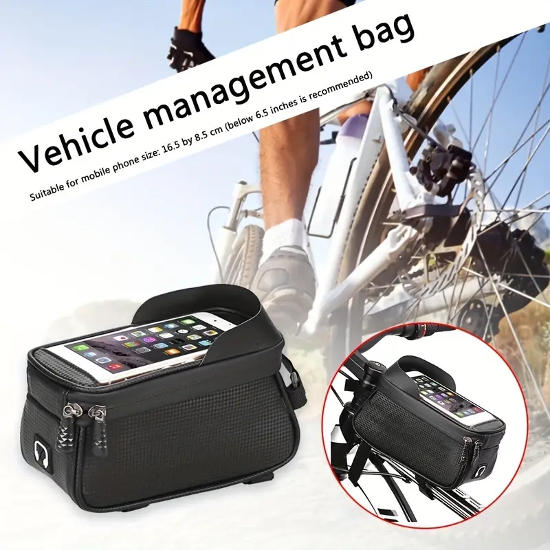 Borseta pentru bicicleta cu suport de telefon, Karemi, Impermeabil, montare pe ghidon, pentru telefoane pana in 6.8 inch PB-01, [3],https:lilarossa.ro