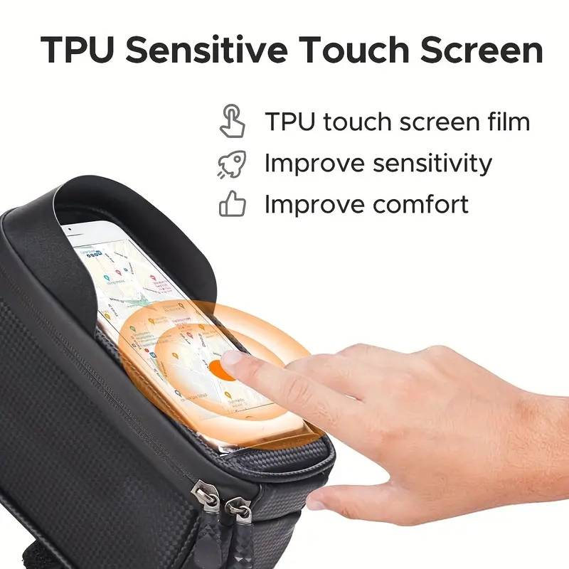 Borseta pentru bicicleta cu suport de telefon, Karemi, Impermeabil, montare pe ghidon, pentru telefoane pana in 6.8 inch PB-01, [4],https:lilarossa.ro