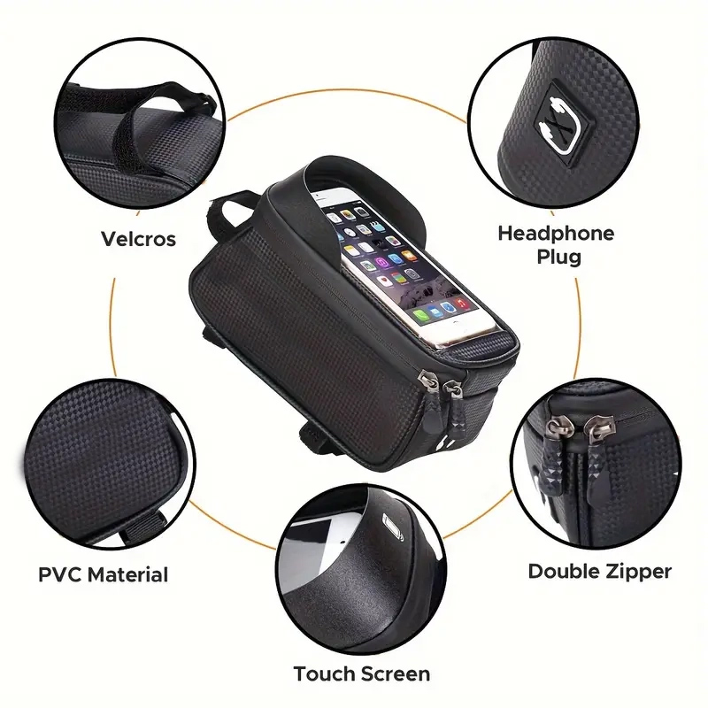 Borseta pentru bicicleta cu suport de telefon, Karemi, Impermeabil, montare pe ghidon, pentru telefoane pana in 6.8 inch PB-01, [5],https:lilarossa.ro