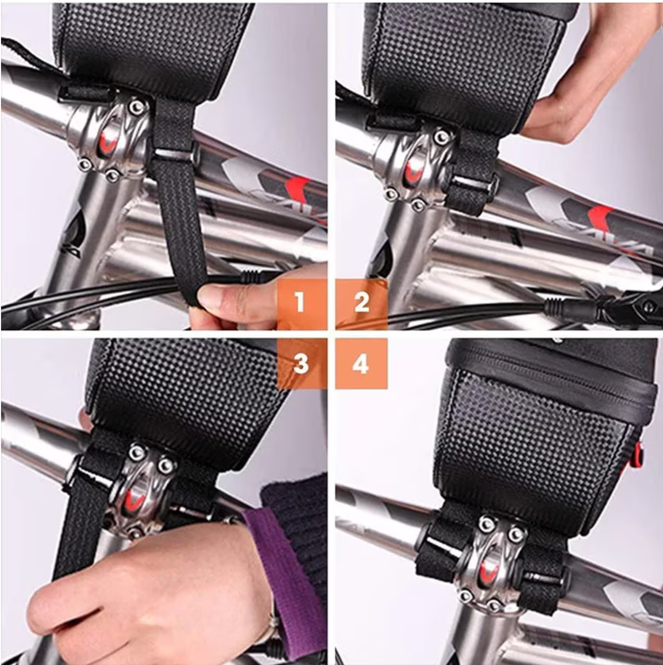 Borseta pentru bicicleta cu suport de telefon, Karemi, Impermeabil, montare pe ghidon, pentru telefoane pana in 6.8 inch PB-02, [4],https:lilarossa.ro
