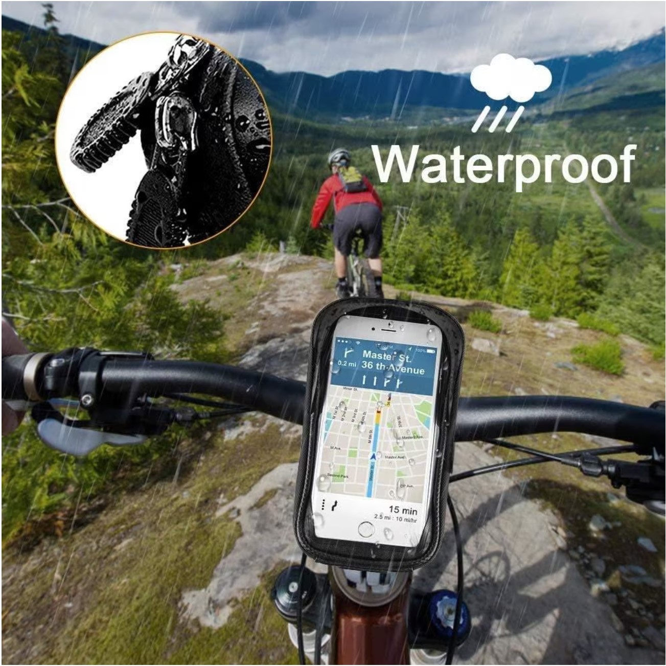 Borseta pentru bicicleta cu suport de telefon, Karemi, Impermeabil, montare pe ghidon, pentru telefoane pana in 6.8 inch PB-02, [6],https:lilarossa.ro