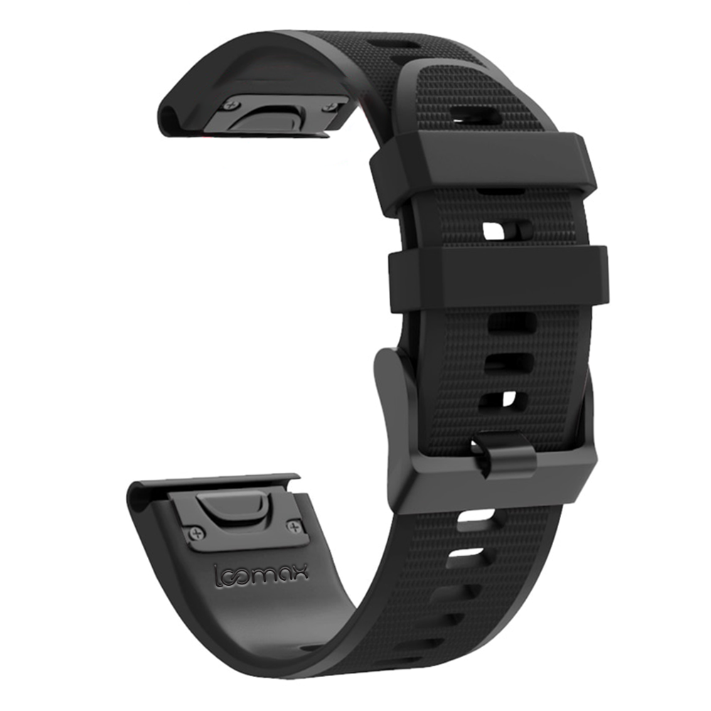 Bratara smartwatch Loomax, compatibila ceas Garmin, 26 mm, din silicon, negru