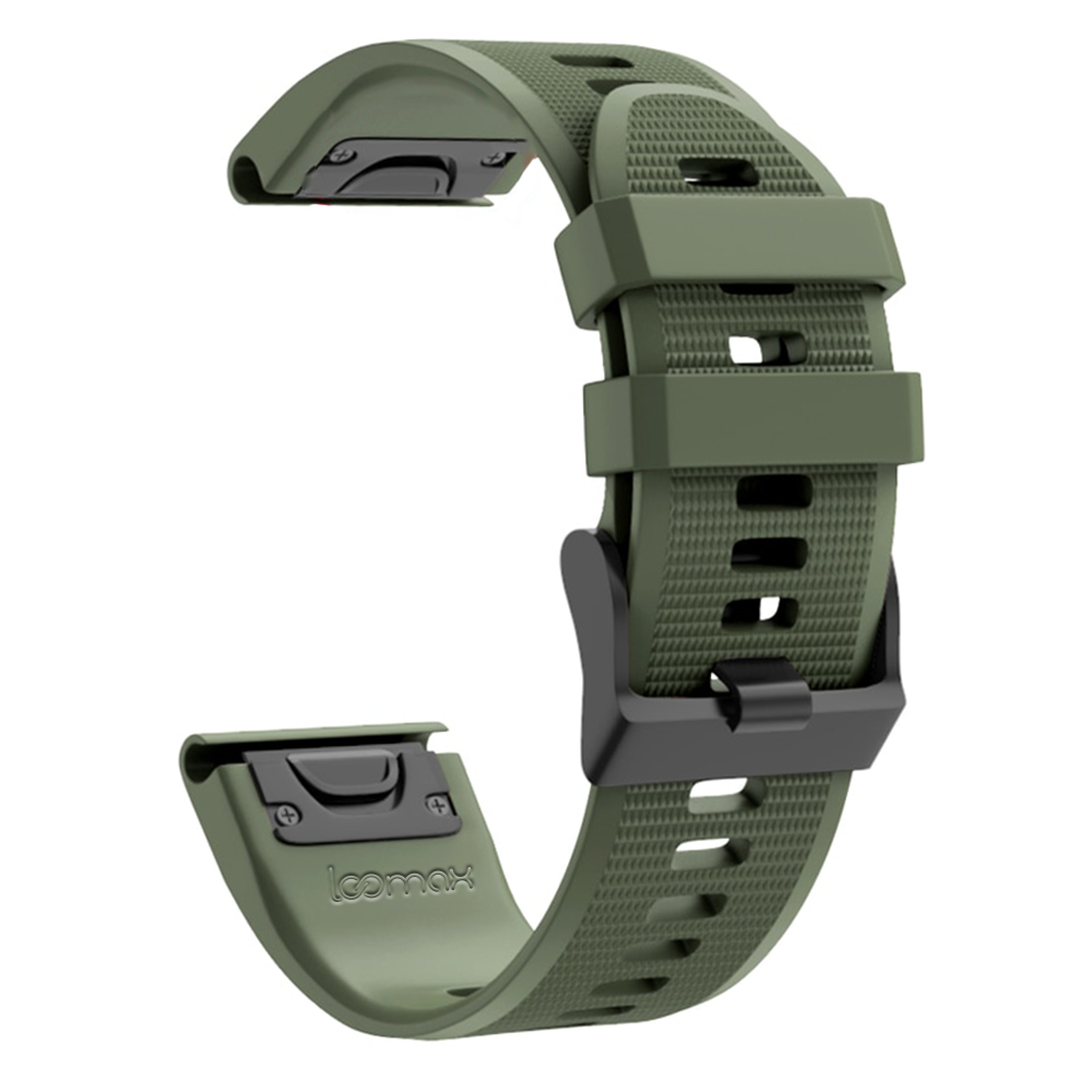 Bratara smartwatch Loomax, compatibila ceas Garmin, 26 mm, din silicon, verde inchis