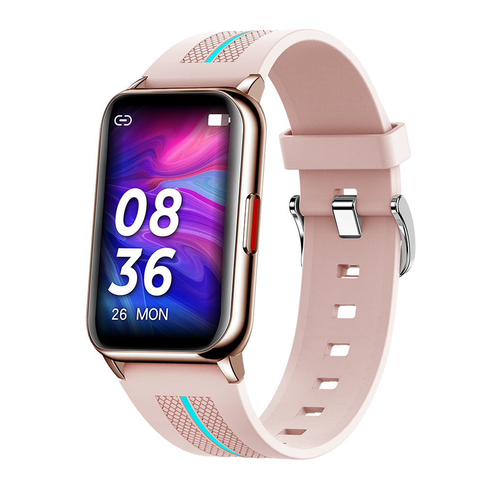 Ceas smartwatch loomax H76, IP68, ecran curbat de 1.57 inch, moduri sport, pedometru, puls, notificari, roz lila-rossa.ro imagine noua 2022