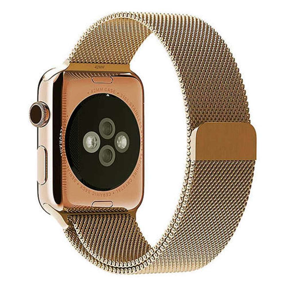 Curea metalica pentru Apple Watch Loomax, bratara compatibila cu Apple Watch, 38 / 40 mm, Vintage gold