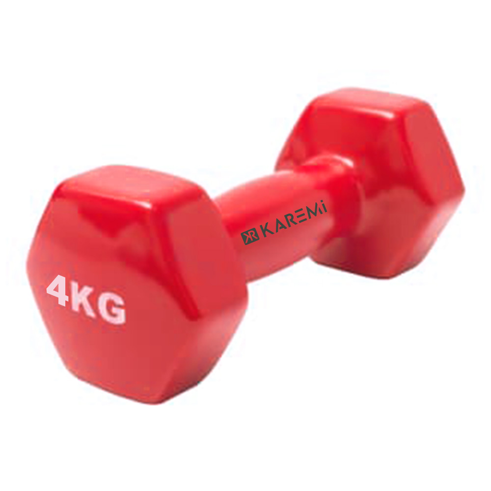 Gantera fitness Karemi, tip hexagon, de 4 kg, rosu