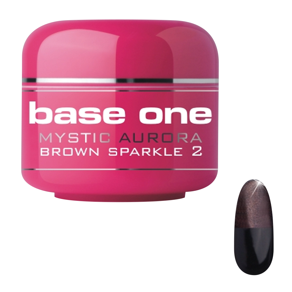 Gel UV color Base One, Mystic Aurora, brown sparkle 02, 5 g #02