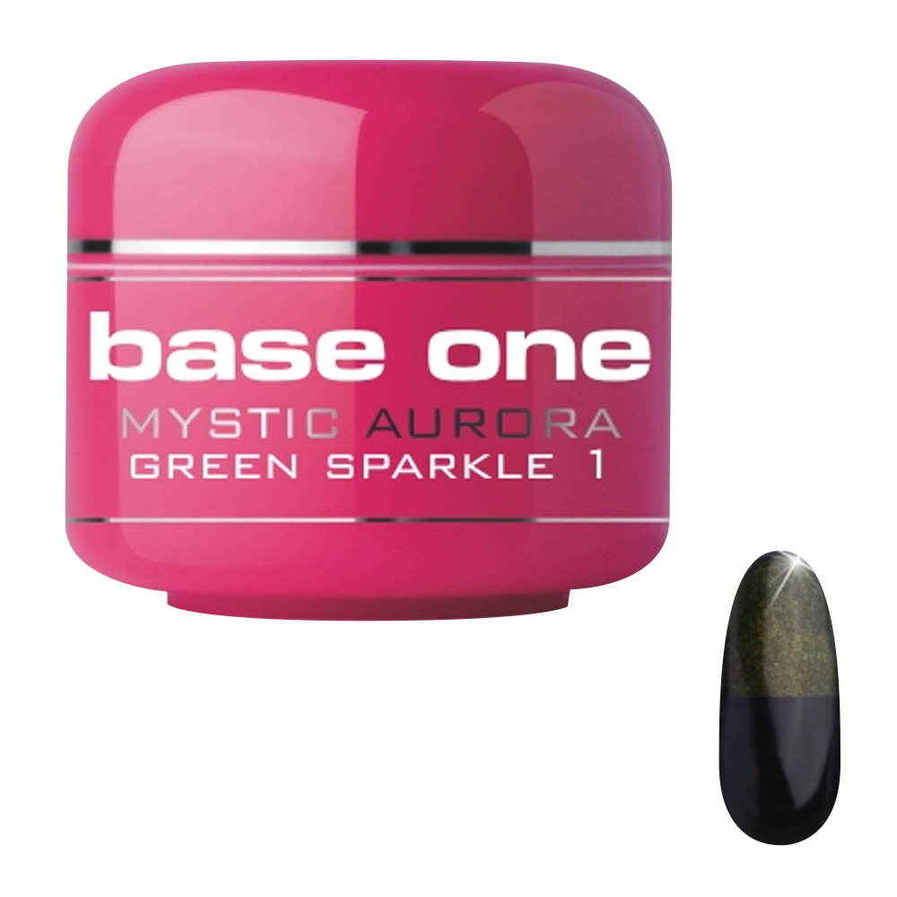 Gel UV color Base One, Mystic Aurora, green sparkle 01, 5 g #01 imagine pret reduceri