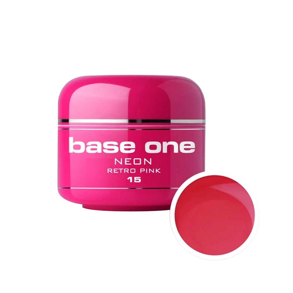 Gel UV color Base One, Neon, retro pink 15, 5 g Base One imagine noua 2022