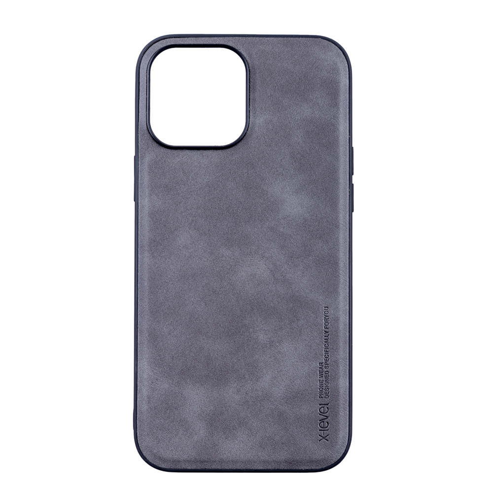 Husa de protectie Loomax, Iphone 13 Pro Max, piele ecologica, gri