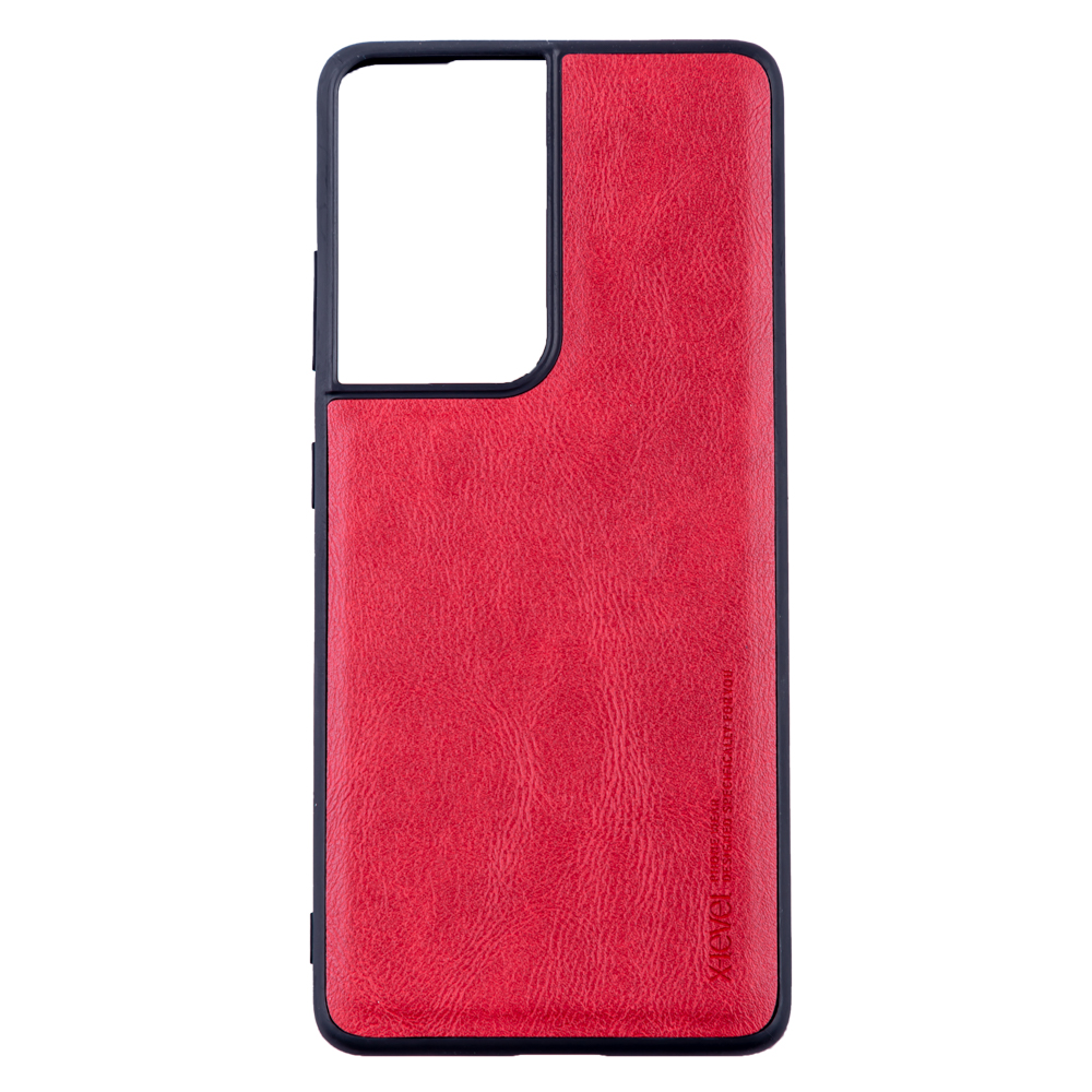 Husa de protectie Loomax, Samsung Galaxy S21 Ultra, piele ecologica, rosu