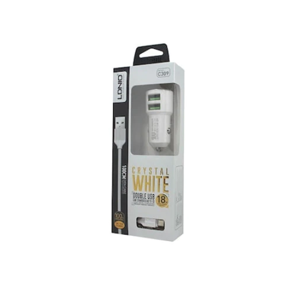 Incarcator Auto 2 x USB cu Cablu micro USB 3.0, 18W, alb, [3],https:lilarossa.ro