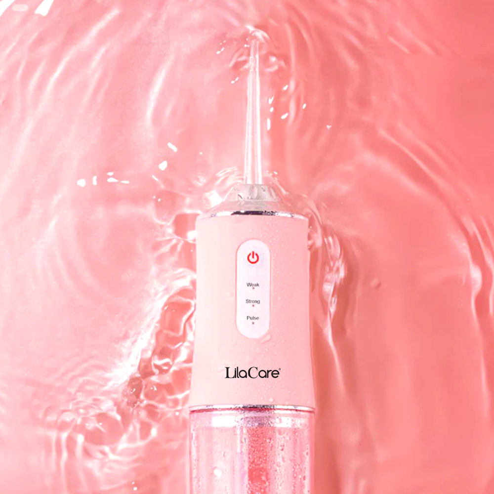 Irigator bucal profesional, dus bucal, Lila Care, Ultra-Portabil, 4 Capete Curatare, rezervor 220 ml, roz, [4],https:lilarossa.ro