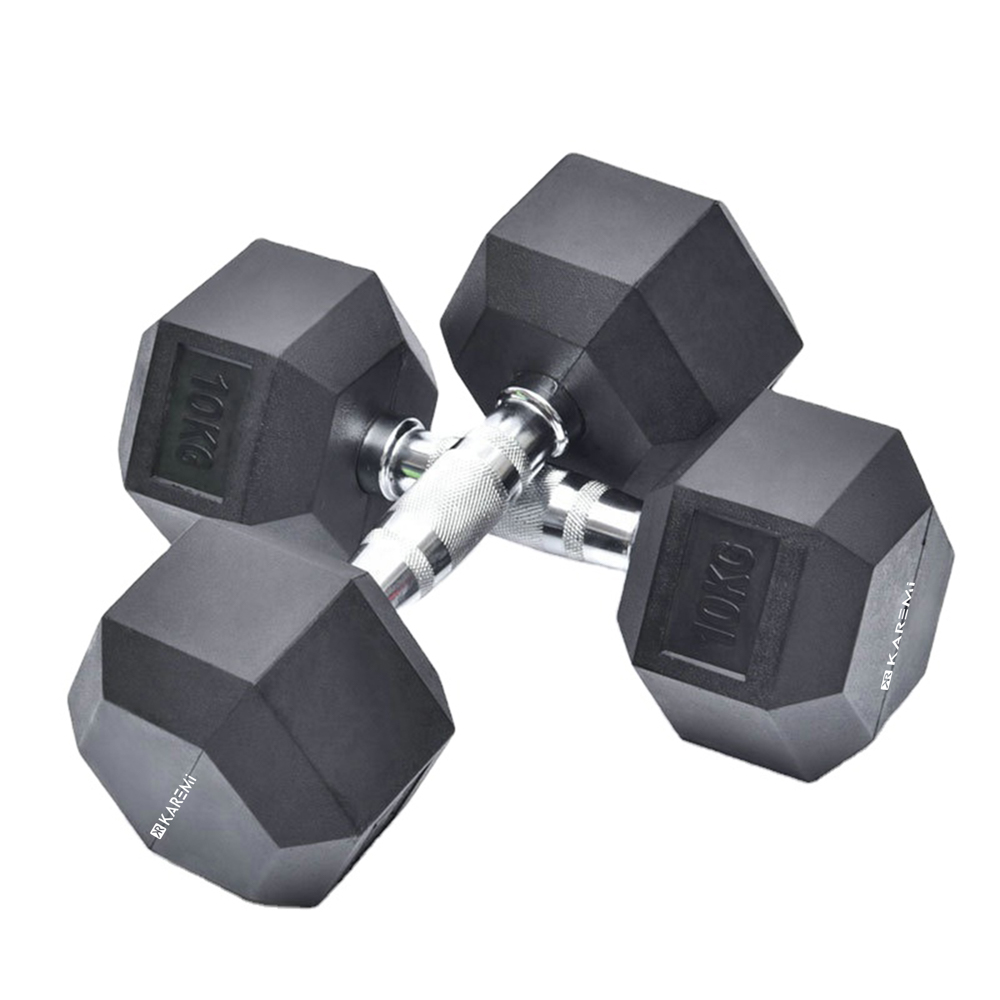 Set 2 gantere dumbbell Karemi, hexagon, 2 x 10 kg