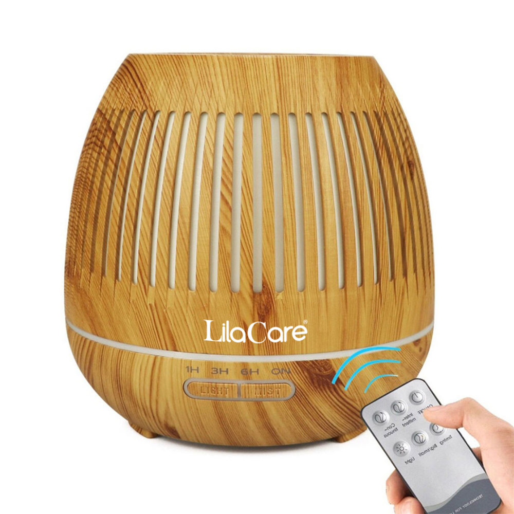 Umidificator si difuzor aromaterapie LilaCare, 400 ml, ultrasonic, cu telecomanda, 7 culori Lila Care imagine noua 2022