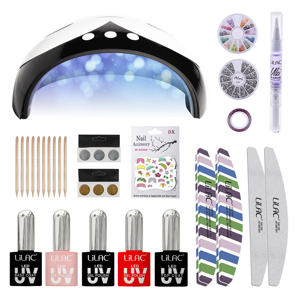 Kit Lilac Soft, oja semipermanenta Lilac, baza, top, pile, lampa uv led Penguin 36 W, accesorii lila-rossa.ro imagine noua 2022