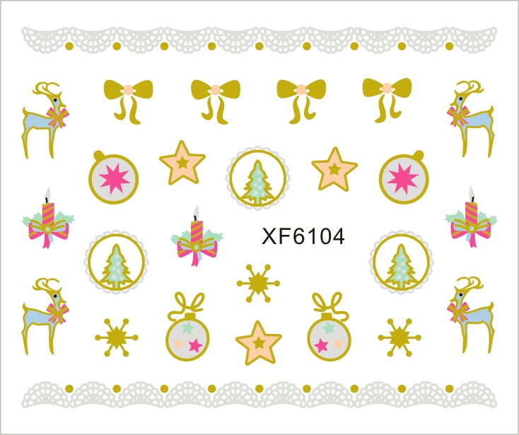 Sticker nail art Lila Rossa, pentru Craciun, Revelion si iarna, 7.2 x 10.5 cm, xf6104