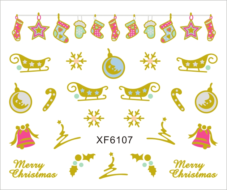 Sticker nail art Lila Rossa, pentru Craciun, Revelion si iarna, 7.2 x 10.5 cm, xf6107