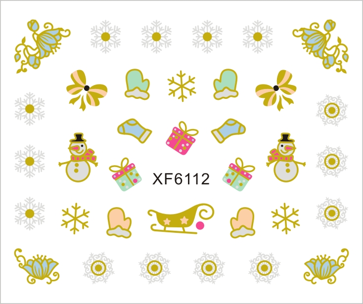 Sticker nail art Lila Rossa, pentru Craciun, Revelion si iarna, 7.2 x 10.5 cm, xf6112